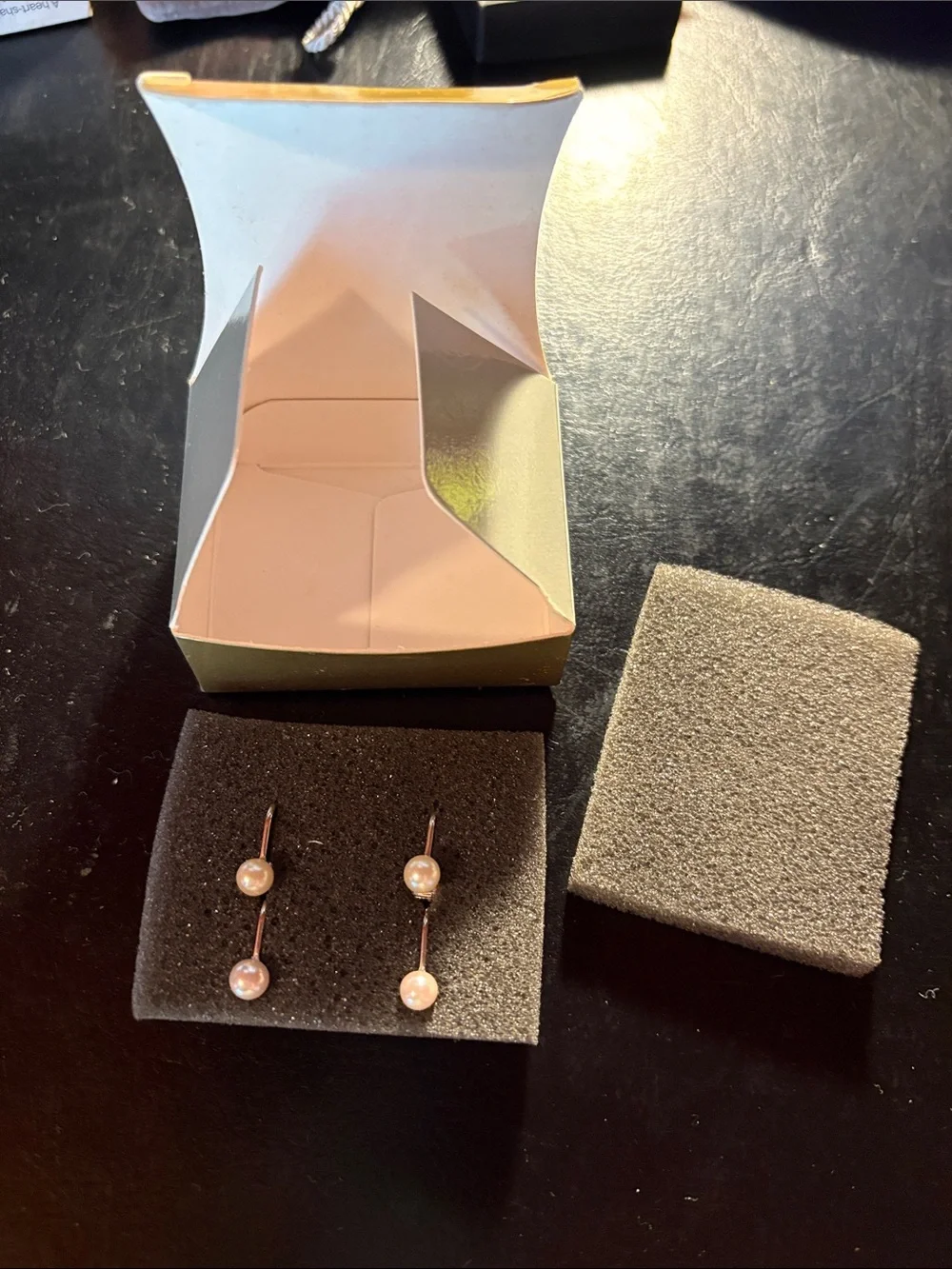 Avon White Pearl Drop Earrings with Gold-Tone Bars